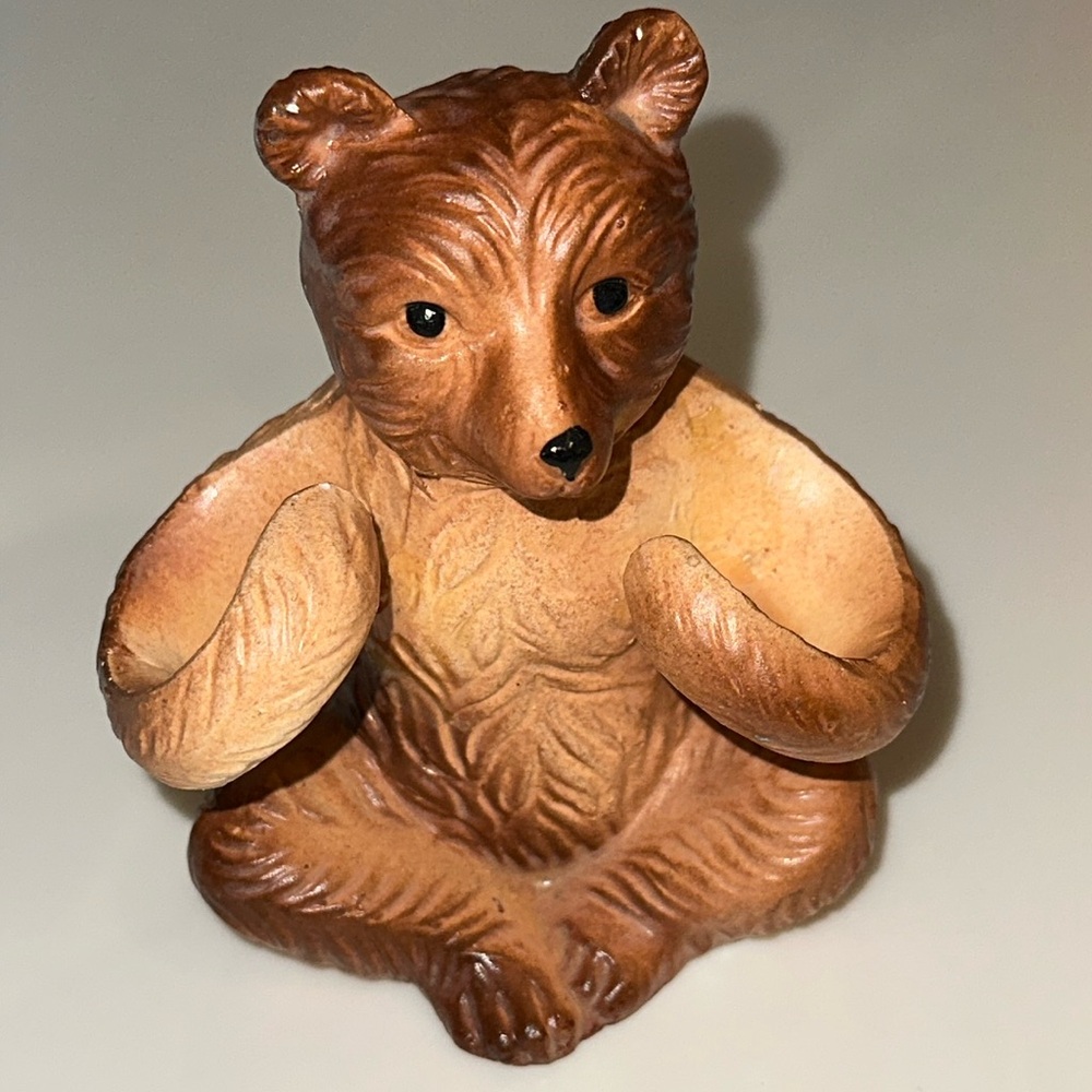 Vintage Ceramic Sitting Brown Bear Figurine Made in Japan 5”